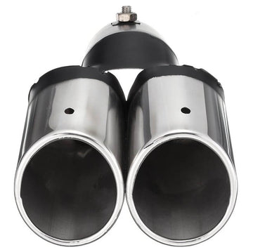 SUNJULY Car Exhaust Silencer, New Stainless Steel Car Universal Exhaust Muffler With Two Outlets & Chrome Tail - Imported from UK